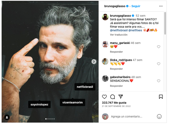 Screenshot of the first photograph of the photo album posted by actor Bruno Gagliasso (Santo)